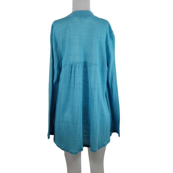 J. Jill Vacation Cruise Baby Blue Linen Open Lightweight Cardigan XS - Picture 2 of 3